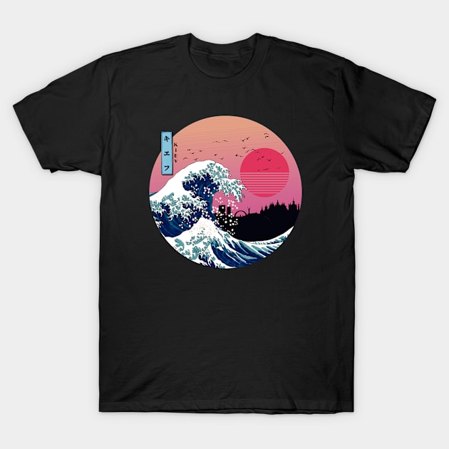 Kiev Kangawa Wave Retro T-Shirt by Ferrazi